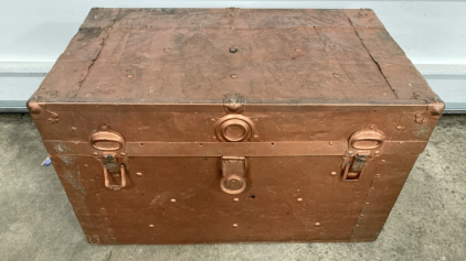 Copper Color Painted Vintage Wood Storage Trunk