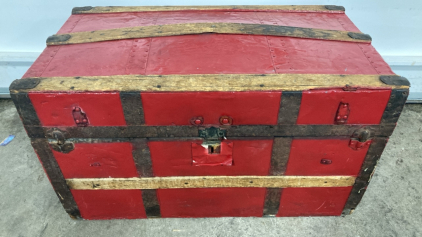 Red Painted Vintage Trunk
