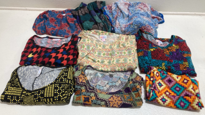 (9) Small Lularoe Clothes: (3) Tops, (3) Shawls, (1) Skirt, (2) Dresses