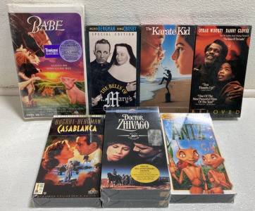 (7) Sealed VHS Movies: Karate Kid, Babe, Casablanca and more