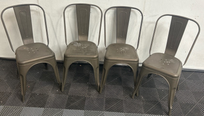 (4) Metal Patio Chairs Without Cushions