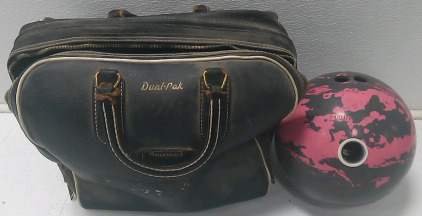 (1) Brunswick Ladies Bowling Ball (1) Brunswick Dual-Pak Bowling Ball Bag