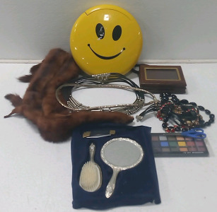 (1) Yellow Smile Phone (2) Jewelry Belts (1) Jewelry Box (1) Faux Fur Scarf & More