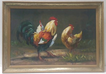 Framed Chicken Painting