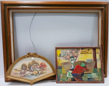 (1) Beautiful Frame 27"&times;37" (1) Leon Scharman Painting (1) Gold Frame Print
