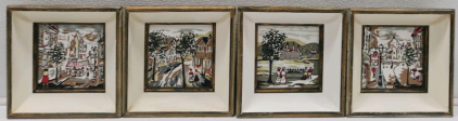 (4) Imported English Tiles Wall Art 10x10"