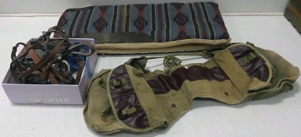 (1) Horse Saddle Blanket (1) Leather Horse Bridal (1) Saddle Bag