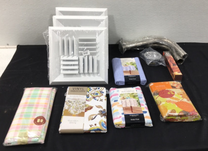 (3) Diverter Vents 13&rdquo; x 13&rdquo;, (5) Vinal Tablecloths& More