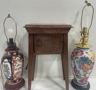 (1) 23” X 10.5” X 14” Night Stand (2) Beautiful Lamps