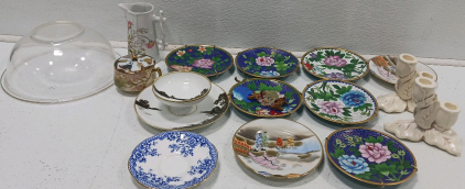 (8) Antique Japanese Porcelain Hand Painted Plates(1) Vintage Creamer Mold & More