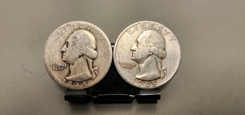 (2) 1945 90% SILVER QUARTERS-VERIFIED AUTHENTIC