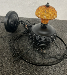 (3) AMBER/ METAL HANGABLE LIGHT FIXTURES