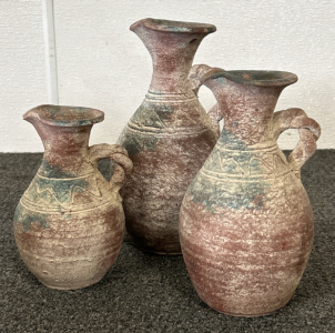 (3) MATCHING ANPHORA STYLE DECORATIVE VASES