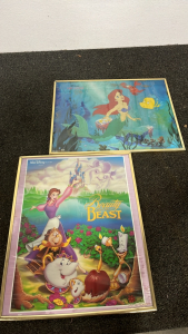 FRAMED LITTLE MERMAID AND BEAUTY AND THE BEAST POSTERS