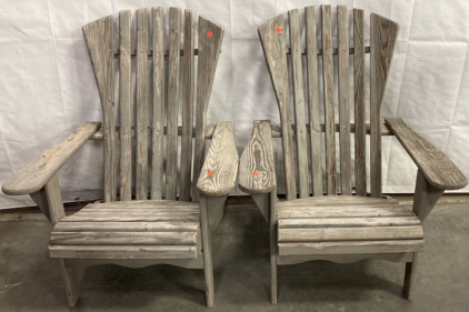 (2) ADIRONDACK WOODEN PATIO CHAIRS (30x39”)