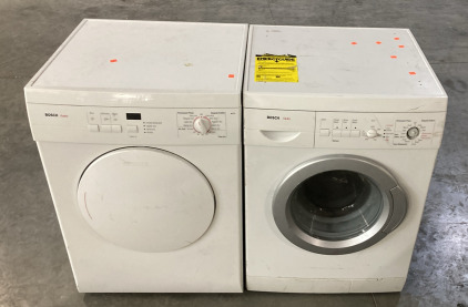 (1) BOSCH AXXIS DRYER (UNABLE TO TEST) (23.5”x33.5”), (1) BOSCH AXXIS WASHING MACHINE (UNABLE TO TEST) (23.5”X33.5”)