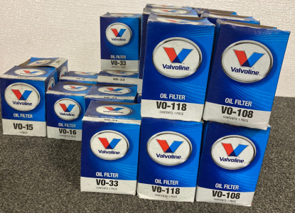 (8) VO-118 Valvoline Oil Filters (8) VO-108 Valvoline Oil Filters (5) VO-33 Valvoline Oil Filters & More
