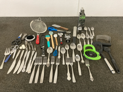SILVERWARE, CAKE DECORATING TIPS, WINE BOTTLE OPENER, AND MORE