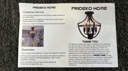 FARMHOUSE STYLE FRIDEKO HOME LIGHT FIXTURE ASSEMBLY