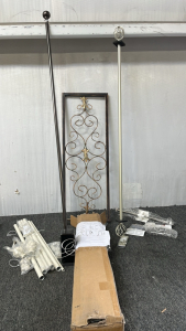 METAL WALL ART, WARDROBE LIFT ASSEMBLY, CURTAIN RODS, AND HANGING RACK