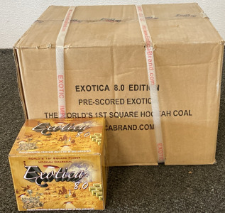 BOX OF EXOTICA 8.0 PRESCORED HOOKAH CHARCOAL QUANTITY 12 2.75 LB EACH