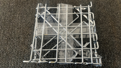 (6) CLEAR SODA SUNDAY ICE CREAM GLASSES, METAL HANGING RACK, AND MORE