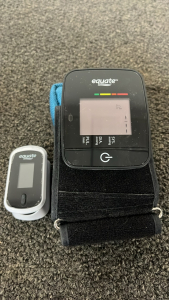 EQUATE PULSE OXIMETER ( WORKS) AND WRIST BP CUFF ( WORKS)