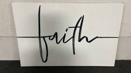 MODERN LARGE BLACK/ WHITE FAITH CANVAS ( 26”x 40”)