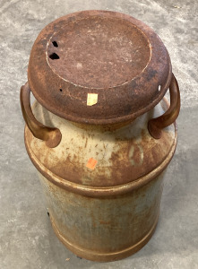 (1) LARGE METAL VINTAGE MILK CAN (24”X13”)