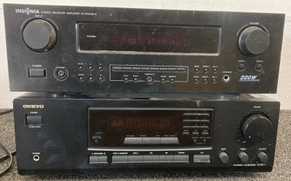 (1) ONKYO Stereo Receiver (1) Insignia Stereo Receiver Amplifier