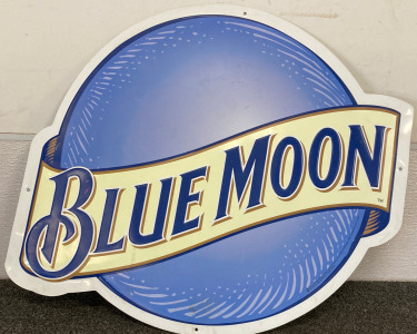 (1) 2002 Blue Moon Brewing Company Metal Embossed Hanging Beer