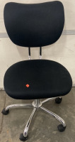 (1) LEATHER BACK CUSHIONED ROLLING OFFICE CHAIR, (1) BLACK ROLLING OFFICE CHAIR - 4