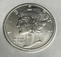 Mercury Dime One Troy Ounce .999 Silver Round