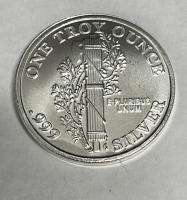 Mercury Dime One Troy Ounce .999 Silver Round - 2