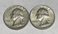 (2) 1964 90% Silver Washington Quarters