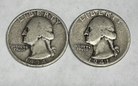 (2) 1934 And 1941 90% Silver Washington Quarters