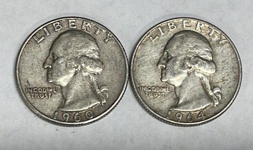 (2) 1960 And 1964 90% Silver Washington Quarters