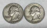(2) 1960 And 1964 90% Silver Washington Quarters