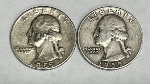 (2) 1955 And 1959 90% Silver Washington Quarters