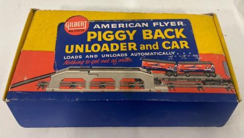 American Flyer S Scale 22830 Piggy Back Unloader and Car