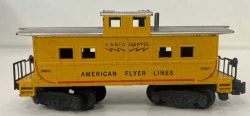 (1) American Flyer 24631 caboose (1) Gilbert American Flyer 963 Washington Passenger Car Lighted (1) Rock Island Flat Car 24556