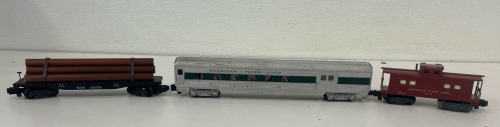 (1) Vintage American Flyer #928 New Haven Log Car S Gauge Model Railroad Train In Box (1) American Flyer Observation Passenger Car Columbus #960 (1) Vintage American Flyer 930 Lighted Caboose