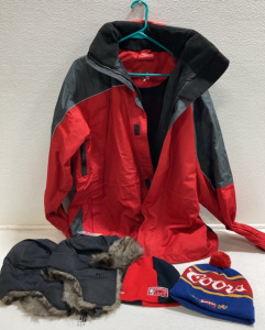Men&rsquo;s Large Ski Jacket, (2) Winter Hats, (2) Beanies