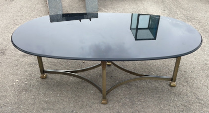 (1) Glass Top Coffee Table With Metal Base