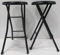 (2) Cosco Black Folding Bar Stools - 2