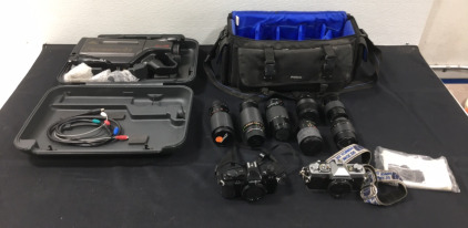 (2) Minolta Cameras X9 & XG1 W/ Case & 7 Lenses & More