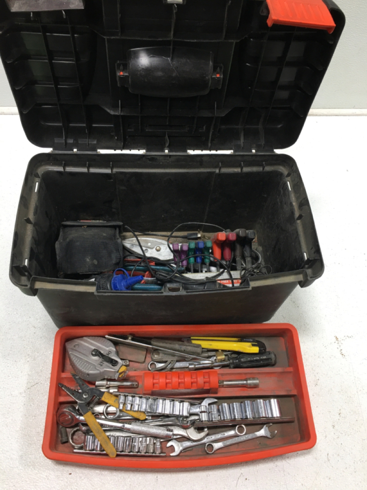 (1) Portable Black & Decker Work Mate Tool Box with Assorted Tools