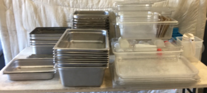 (28) Assorted Metal Food Serving Trays & More