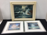 (3) Ocean Themed Pictures, (1) Frame 31” x 25-1/2”(2) Frames 21-1/8” 21-1/8”