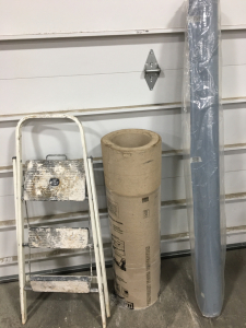 (1) Roll of Vinyl Flooring (1) Roll Temporary Floor Protection (1) 3’ Step Ladder